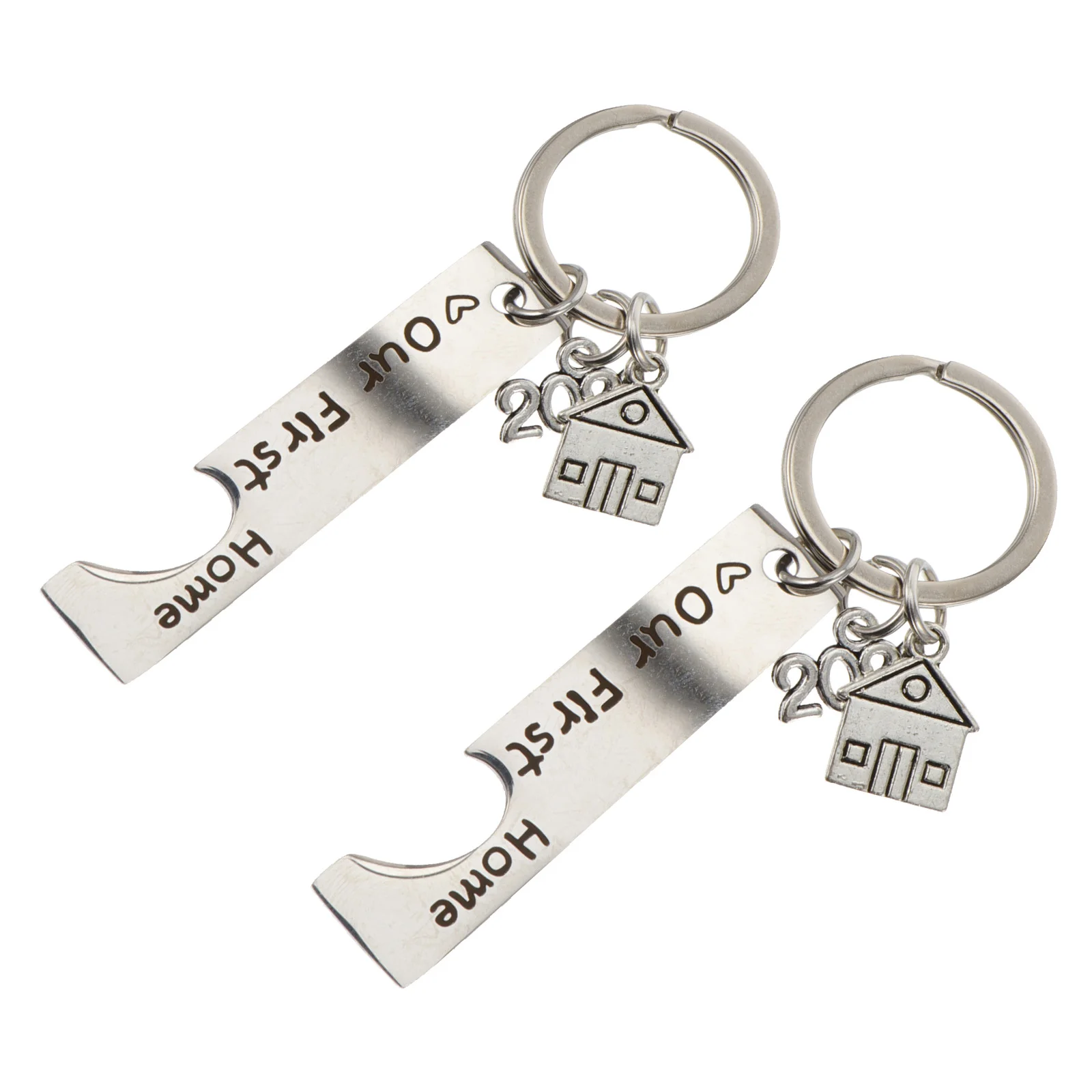 

2pcs Keychains House Pendant 2021 Stainless Steel Housewarming New Home Pendants Keychains Key Ring