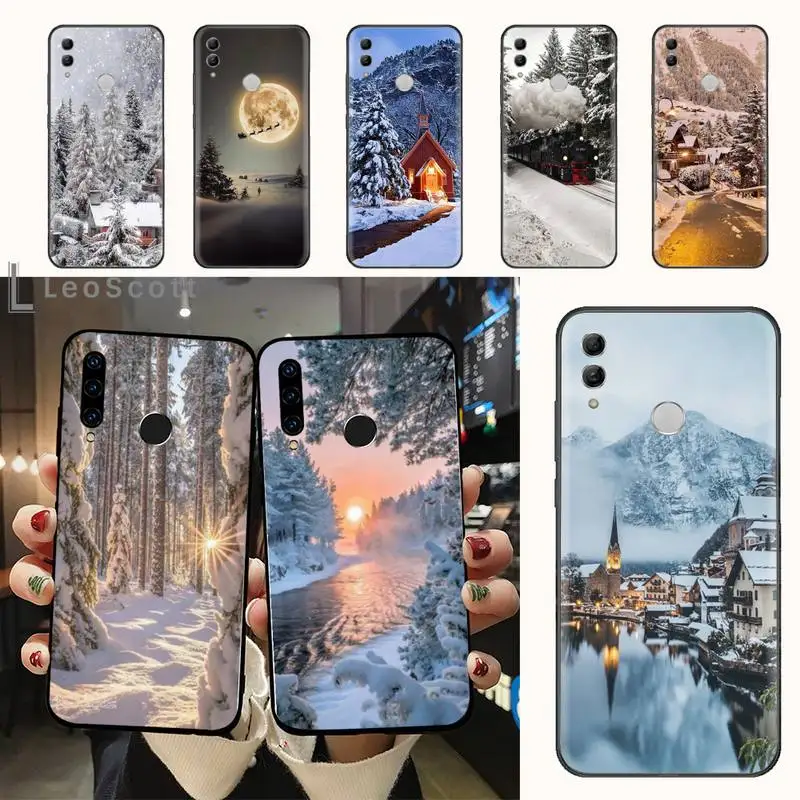 

Landscape Winter Snow Christmas Phone Case For Huawei honor Mate 10 20 30 40 i 9 8 pro x Lite P smart 2019 Y5 2018 nova 5t