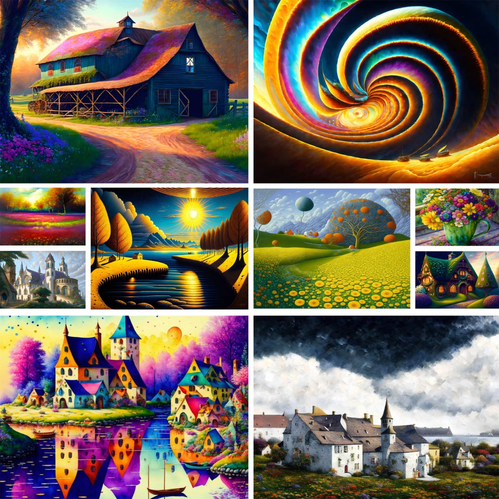 

Landscape Cartoon House Paint By Number For Adults 40x50 Drawing Craft Kit For Adults Home Decor Child's Gift Dropshipping 2023