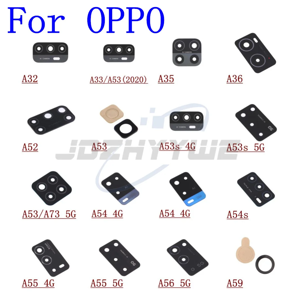 Стеклянный объектив задней камеры для OPPO A32, A33, A35, A36, A52, A53, A53s, A54, A55, A56, A59, A73, 4G, детали с клейкой лентой и инструменты, 2 шт.