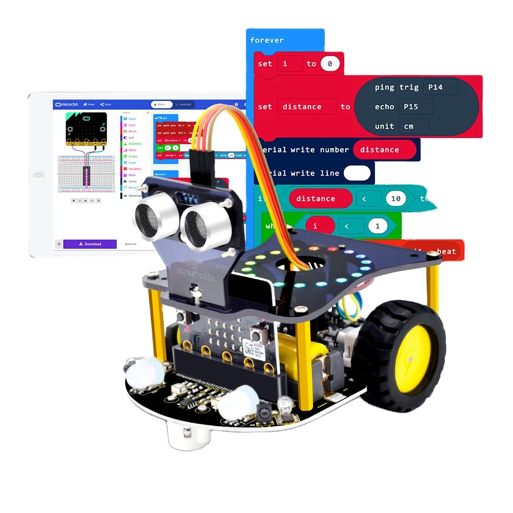 

KEYESTUDIO Micro Bit Robot Mini Smart Robot Car Stem Robot Kit V2.0 Without Micro:bit Main Board