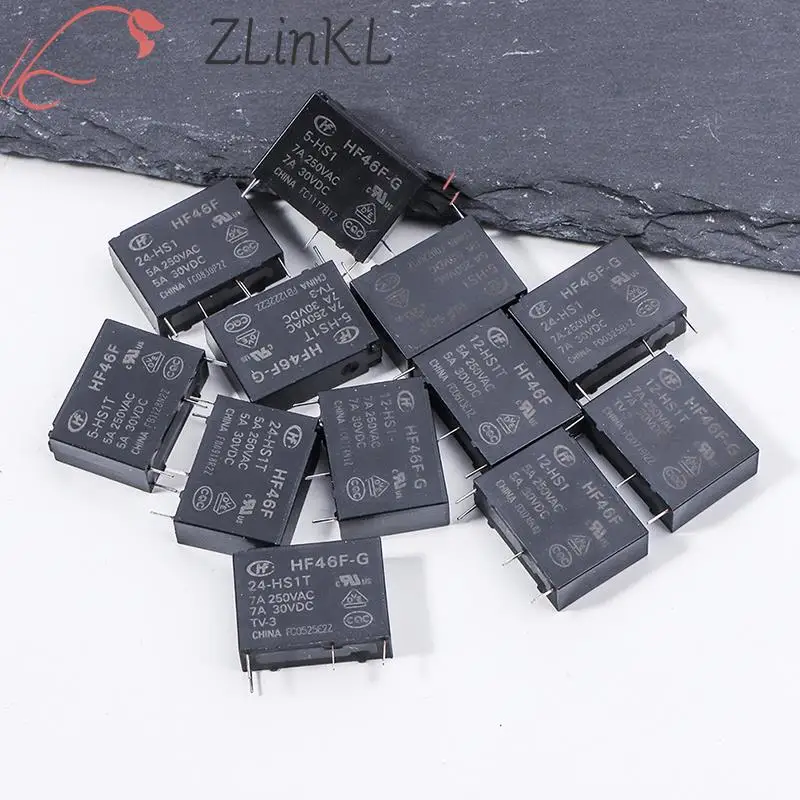 HF46F -G- 5/12/24 -HS1 -HS1T 7A 5A 4Pin 250VAC 30VDC DC5V 12В 24В РЕЛЕ Φ