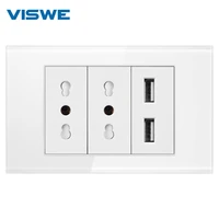 viswe italy chile standard multi function 16a socket with usb 2 1acrystal tempered glass panel 11872mmusb wall socket