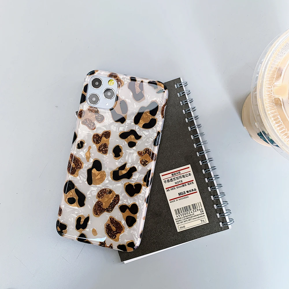 

Western Style Fashion Leopard Print Shell Pattern Phone Cases For IPhone 13 12 11 Pro Max XR XS MAX X Lady Shockproof Soft Shell