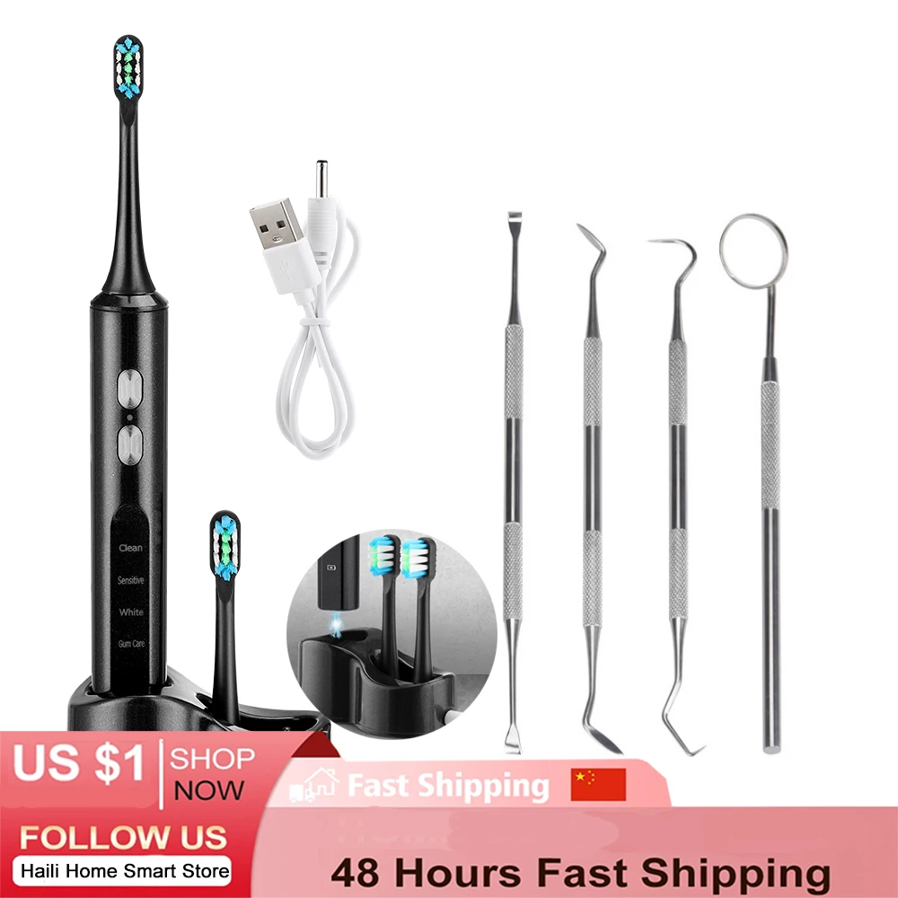 

Electric Toothbrush Sonic Teeth Whitening Oral Cleaner Brush With Base Portable Soft Tooth Brush Adult Dental Travel Antistatic