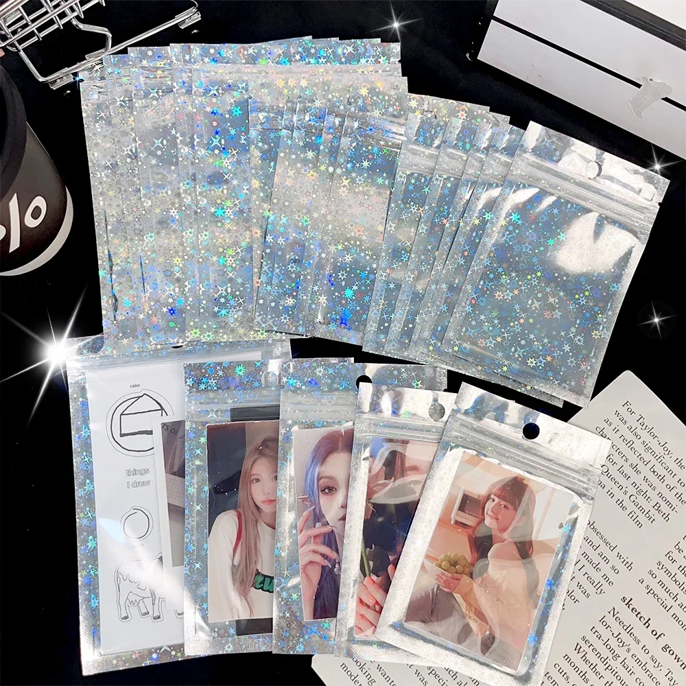 10-50 шт. блестящая Звезда Kpop держатель для фотокарт сумка на молнии блестящий