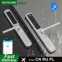 raykube waterproof intelligent door lock bluetooth ttlock app fingerprint password ic card key 304 stainless steel silver dq03