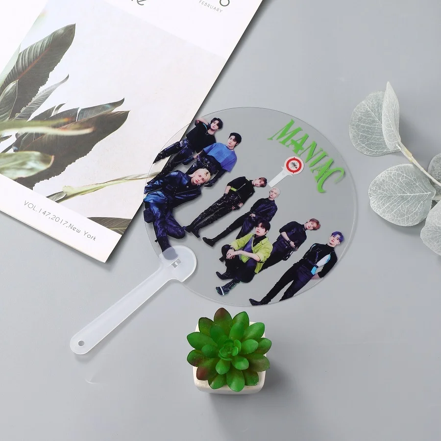 

KPOP New Boys Group Stray Kids Concert Cartoon Doll Fan Summer Fashion Cute Shrinking Folding Fan Mini Portable Fan Gifts