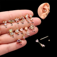 1pair stainless steel piercing earring for women 2022 jewelry ear cuff bea bear flower cute earrings for girls free shipping