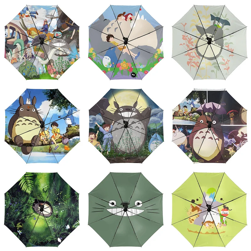 

My Neighbor Totoro Printed Umbrella Rain Women Automatic Umbrella Three Folding Sun Protection Umbrella Male Portable Parasol