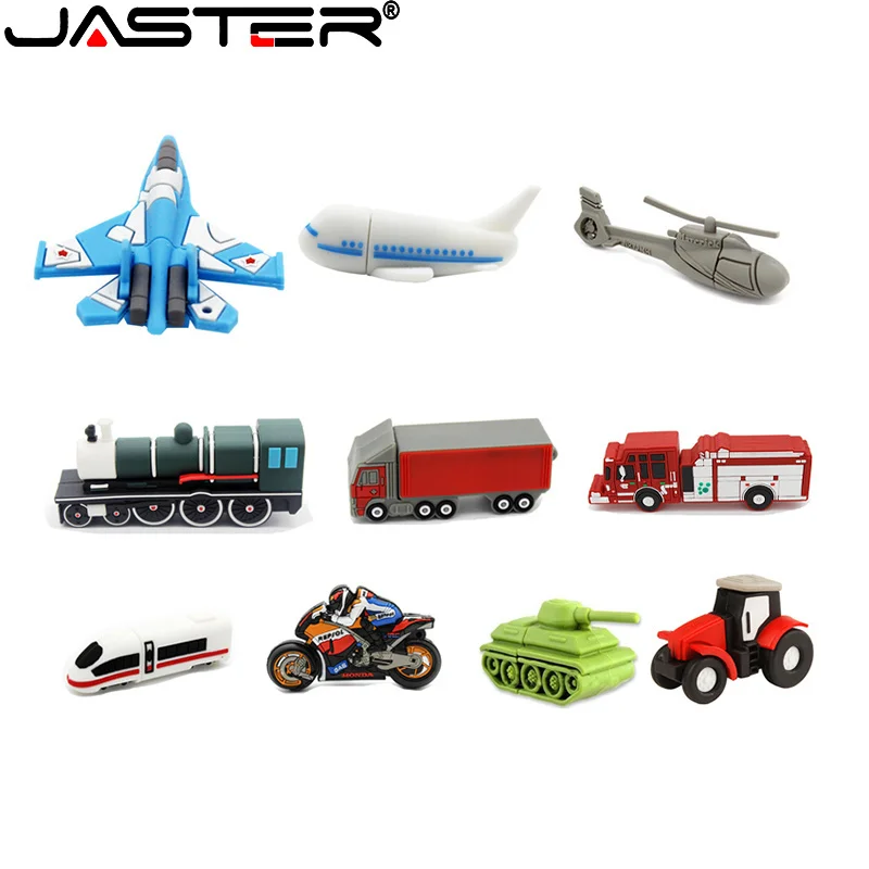 

JASTER New USB Flash Drive 2.0 Cartoon Tank Airplane Model Pen Drive 4GB 8GB 16GB 32GB 64GB 128GB Pen Drive Mini Memory Stick