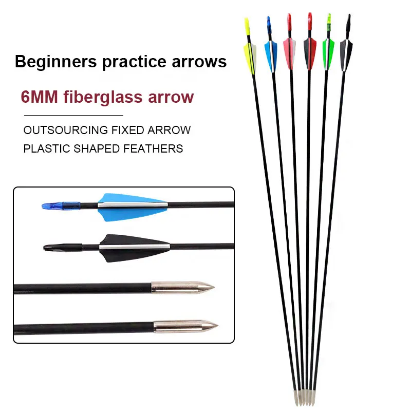 

Novice Entry Children and Adolescents Arrows Outer Diameter 6mm Outdoor Anti-curve Beauty Hunting Archery Glass Fiber Arrows