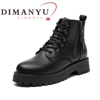 dimanyu ankle boots women genuine leather 2022 new double zipper womens booties platform large size motorcycle boots women