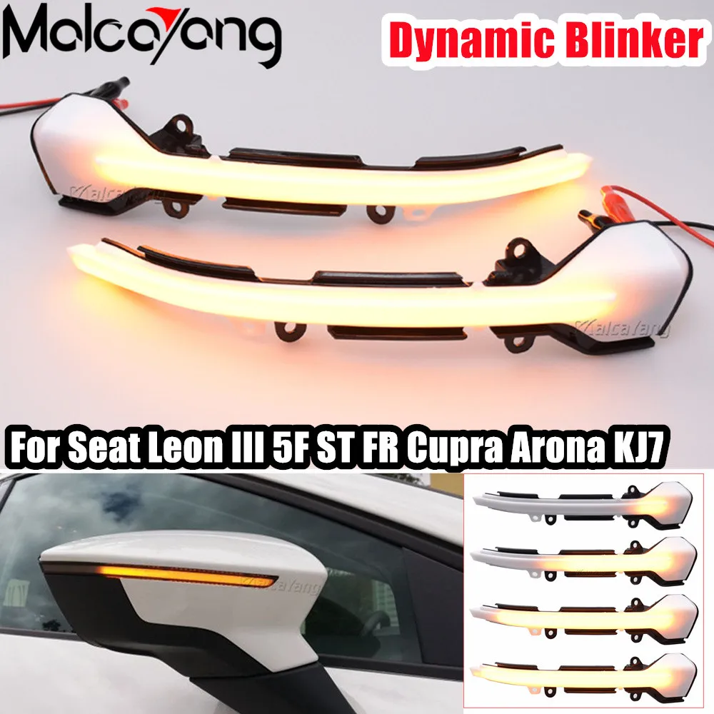 

1Pair For Seat Leon III Mk3 5F ST FR Cupra Arona KJ7 2013-2018 Dynamic LED Turn Signal Sequential Side Mirror Indicator Light