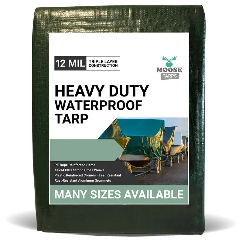 

Duty Waterproof Poly Tarp Covers, 12 Mil, 10' x 12'