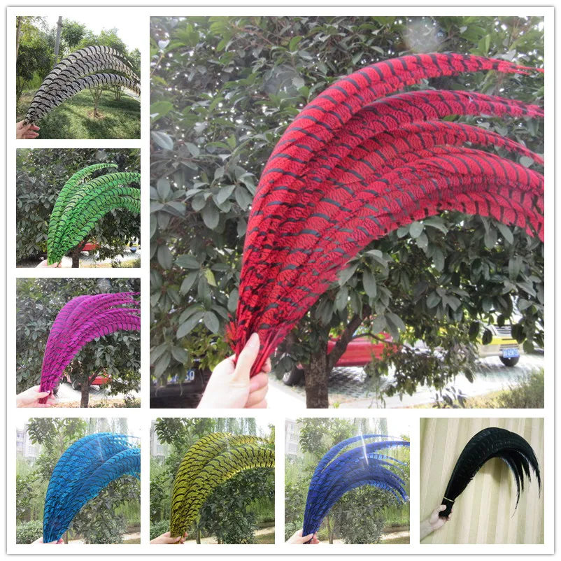 

20 Pcs/Lot 32-36''/80-90CM Natural Dyed Zebra Lady Amherst Pheasant Tail Feathers For Crafts Super Long Phesant Feathers Plumes