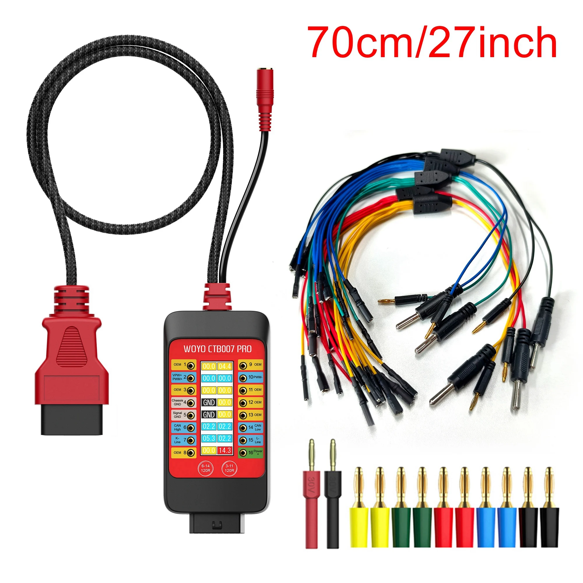 Инструмент для тестирования ЭБУ на стелле Автомобильный диагностический инструмент WOYO CTB007 PRO OBD2 Breakout Box с ЖК-цифровым дисплеем Vrms CAN Test