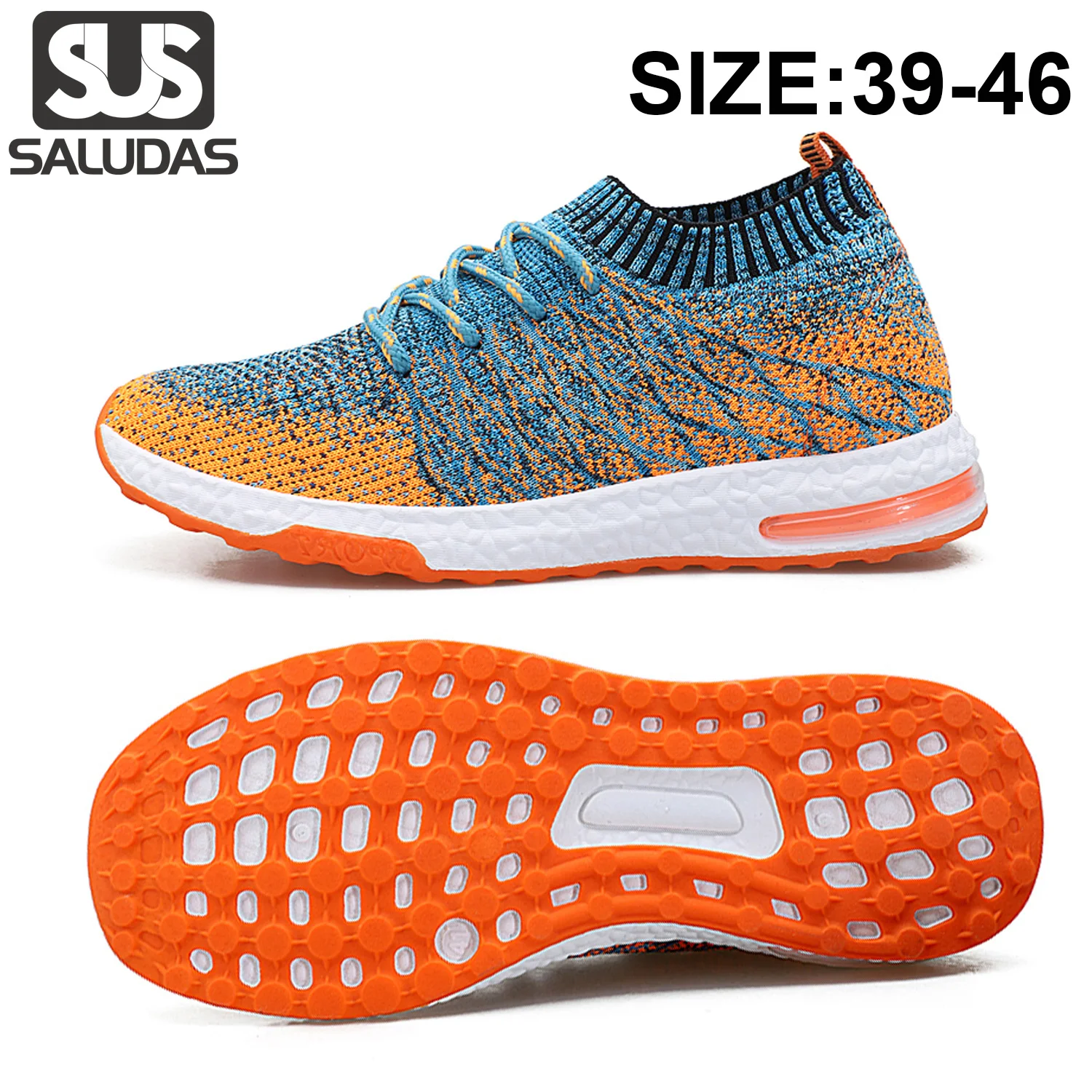 

SALUDAS Men's Sneakers Casual Shoes Breathable Knitting Running Shoes Lace-up Sneakers Tenis Masculino Walking Sneakers