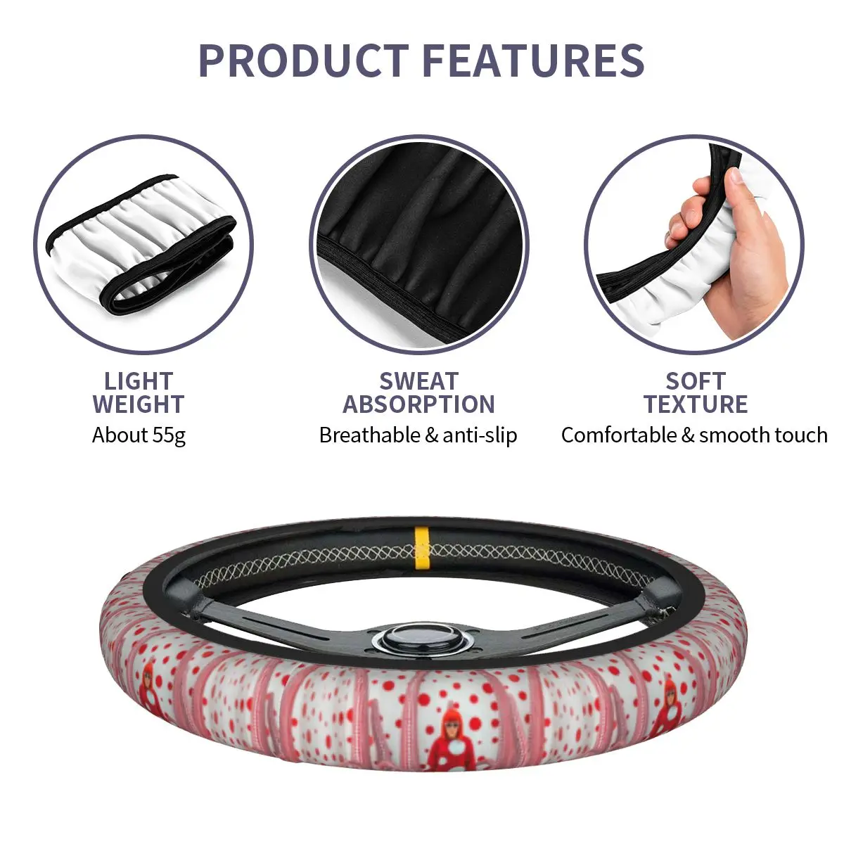 Универсальная оплетка рулевого колеса Yayoi Kusama под заказ подходит для