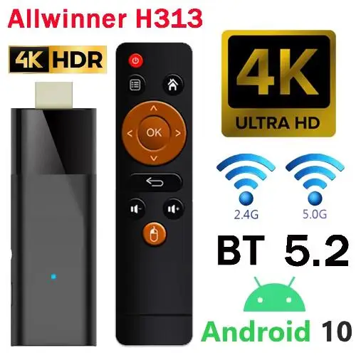 Q6 Android 10.0 OS TV Stick HDR 4K 1080P WiFi 6 2.4G/5.8G Smart Sticks для Google YouTube NETFLIX Сетевой медиаплеер PK Q2
