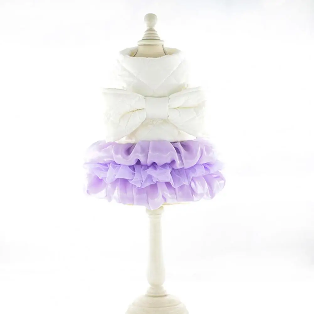 

Dog Dress Pets Clothes Fashion Hem Bow-knot Design Soft Comfortable Universal Keep Warm Acrylic Sweet Ladylike for Outdoor