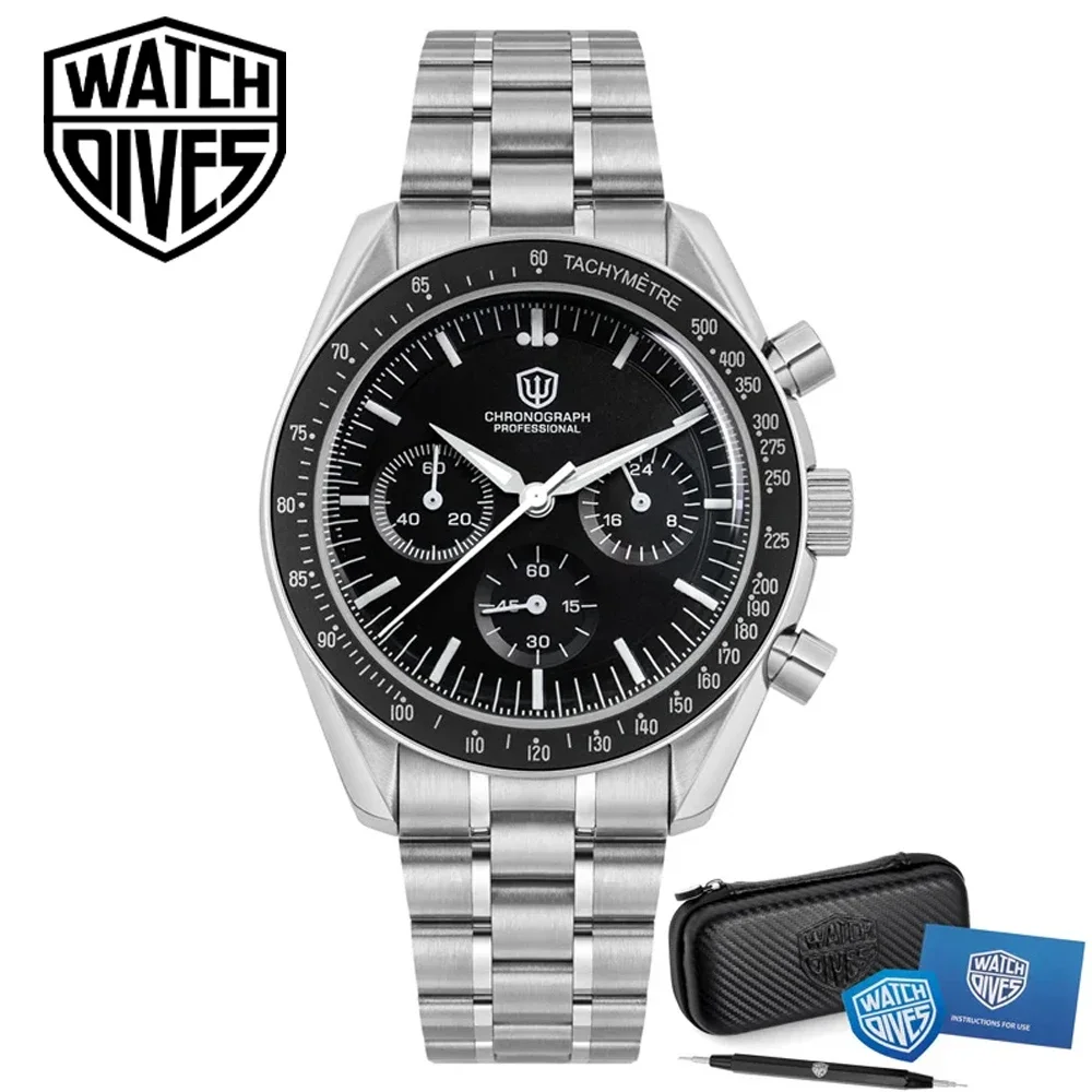 Watchdives WD1861 Кварцевые часы 40 мм VK63 Механизм Хронограф AR Покрытие Пузырь Сапфир BGW9