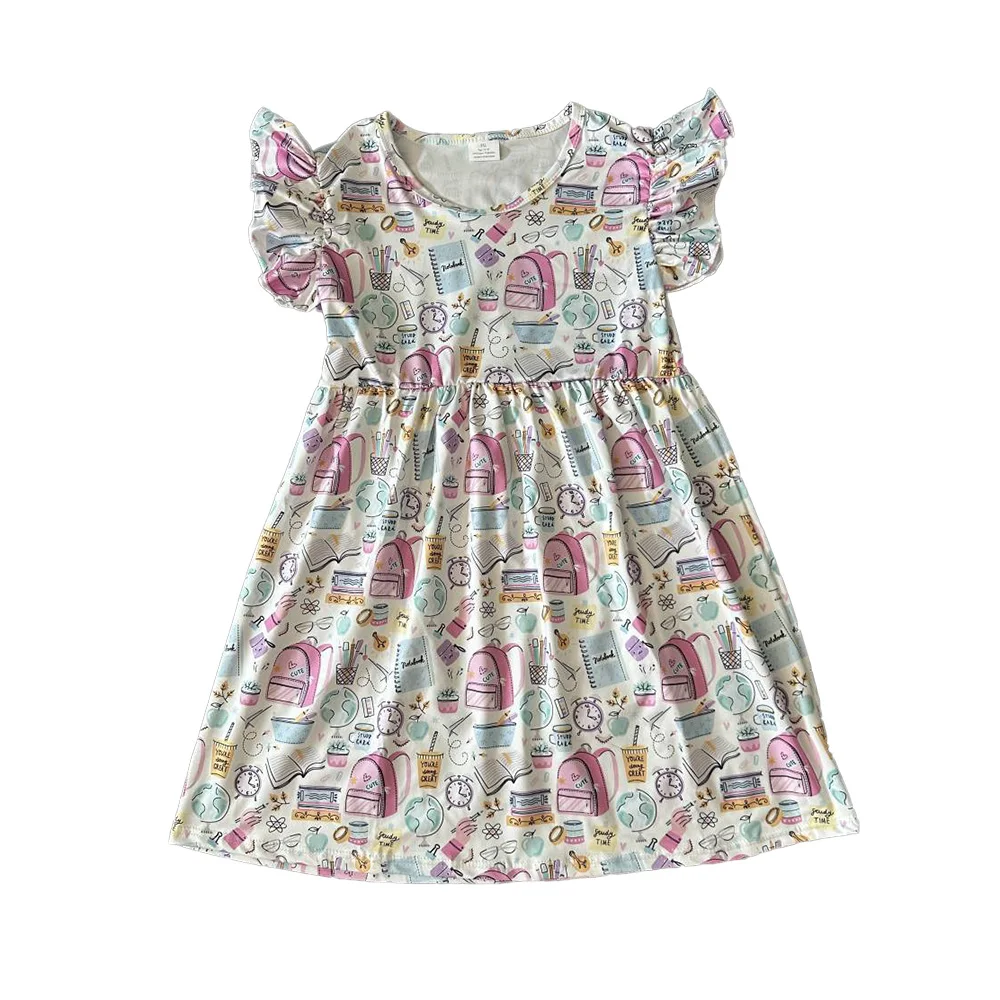

Latest Best Selling Kids Girls Dresses Back To School Preppy Style Red Apples Turquoise Knee Pencil Length Baby Girl