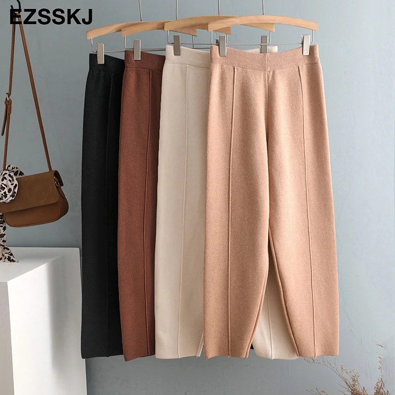 chic autumn winter chic Harem Pants Women Loose Trousers Comfortable thick warm all-match knitted granny pants