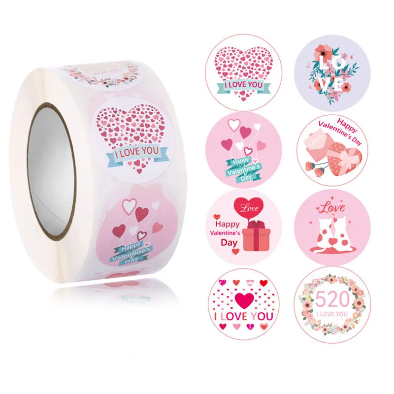 

500pcs Heart Shape Labels Valentine's Day Paper Packaging Sticker Candy Dragee Bag Gift Box Packing Bag Wedding Thanks Stickers