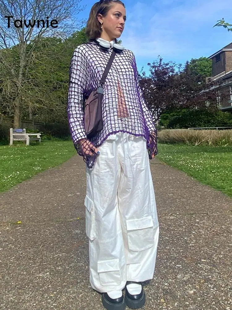 

Tawnie 2022 Y2K Streetwear Baggy Cargo Pants Women Loose Wide Leg Sweatpants Chic Vintage Drawstring Pants Casual Hippie Joggers