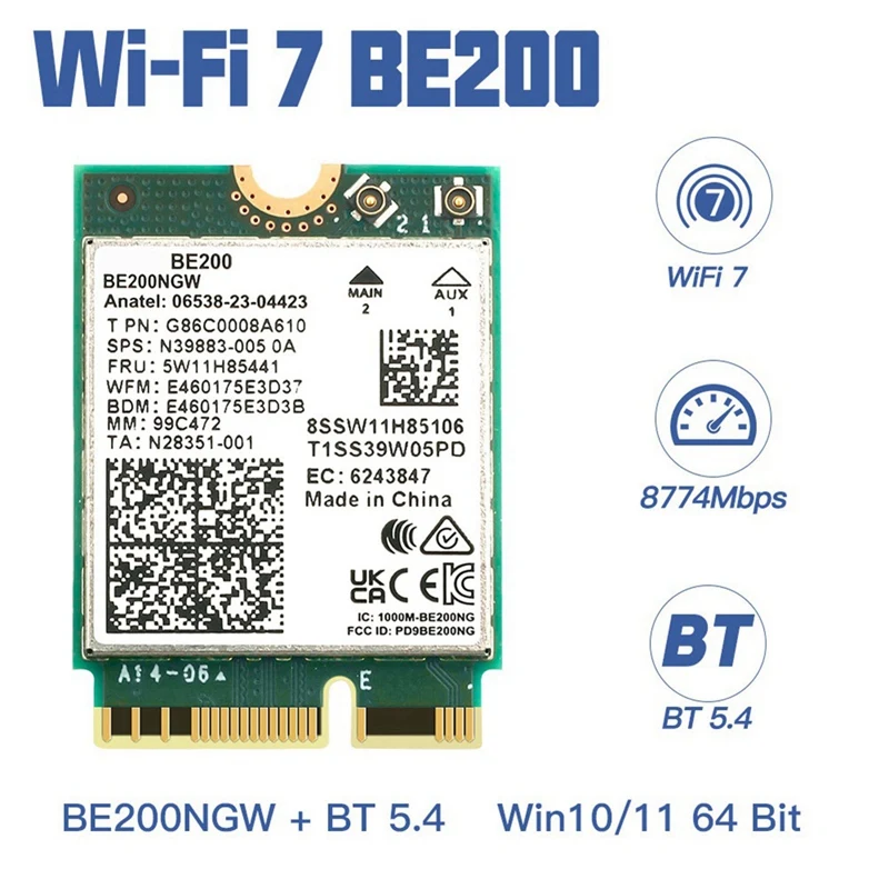 WIFI 7 BE200 BE200NGW Wifi карта 802.11AX трехдиапазонный беспроводной сетевой адаптер для Win10/11