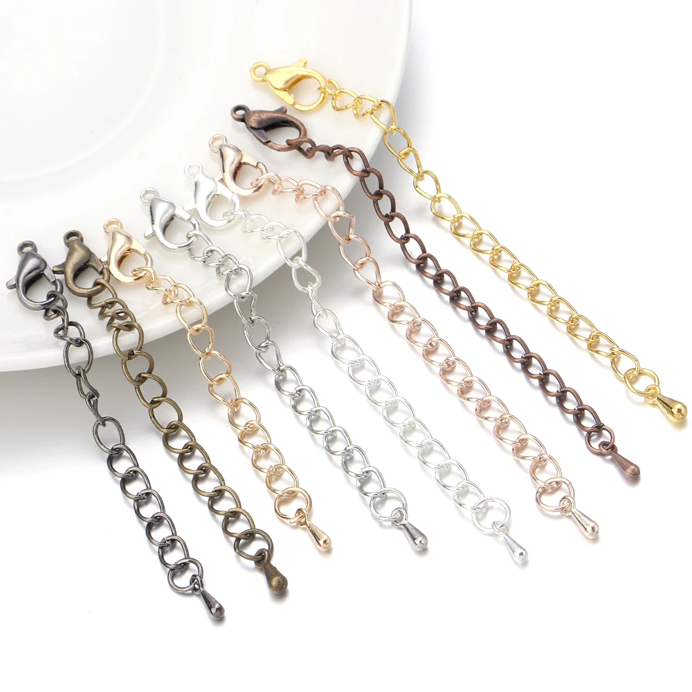 

20 Sets 50 70mm Tone Extended Extension Tail Chain Lobster Clasps Connector For DIY Jewelry Making Findings Bracelet Necklac
