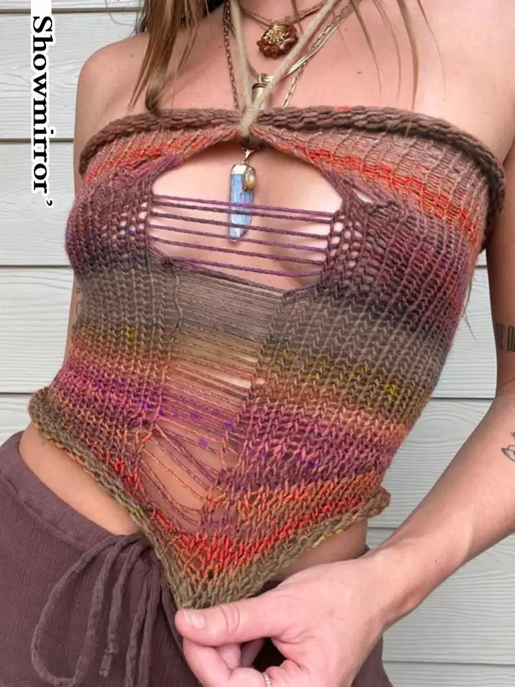 

Женский трикотажный укороченный топ без рукавов, с открытой спиной