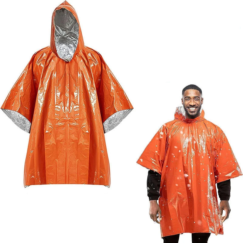 Аварийный водонепроницаемый плащ алюминиевая пленка одноразовое пончо