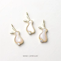 mimo jewelry copper plated real gold micro inlaid zircon white fritillaria rabbit rabbit pendant diy manual accessories