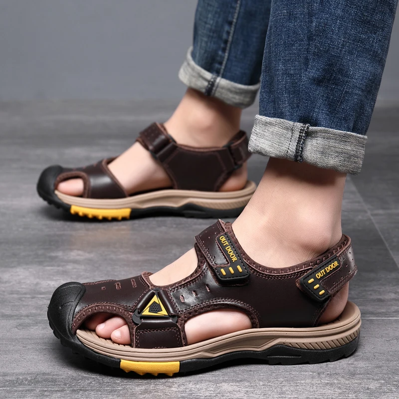 Сандалии мужские кожаные для восхождения пляжная обувь воды спорта походов