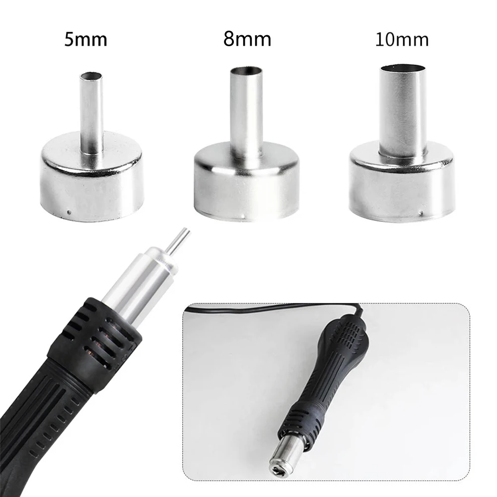 

3Pcs Air Gun Stations Nozzle For 858 858D 868 868D Soldering Station Hot Gun Nozzle Welding Nozzles 5mm 8mm 10mm