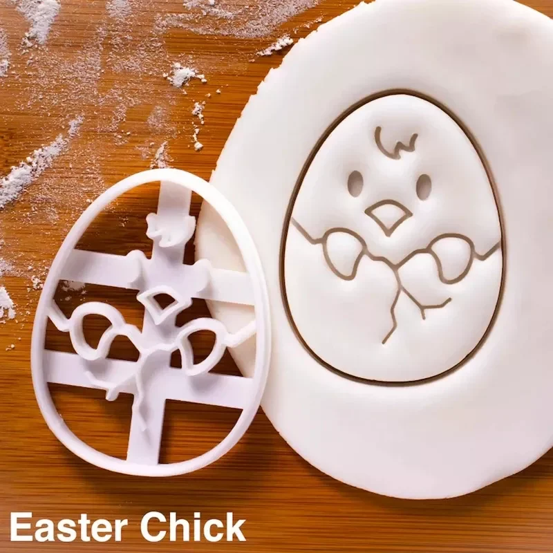

Easter Egg Cookie Embosser Mold Cute Bunny Chick Shaped Fondant Icing Biscuit Cutting Die Set Baking Cake Decoating Tool