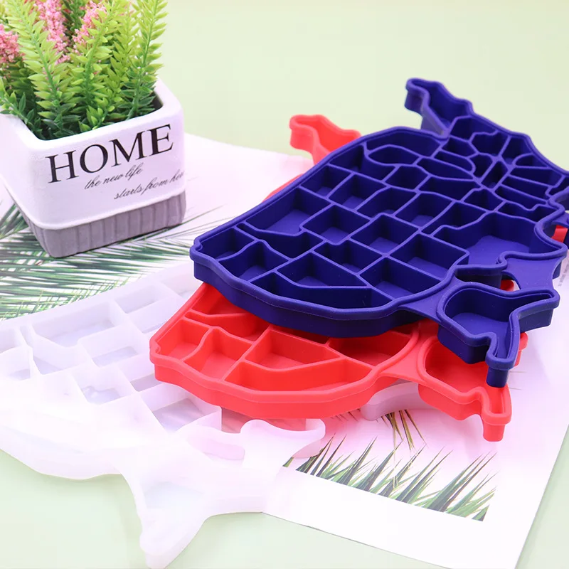 

New Creative Silicone US Map Ice Cube Tray Mold Cookies Chocolate Soap Baking Kitchen Tool Kichen Accessories