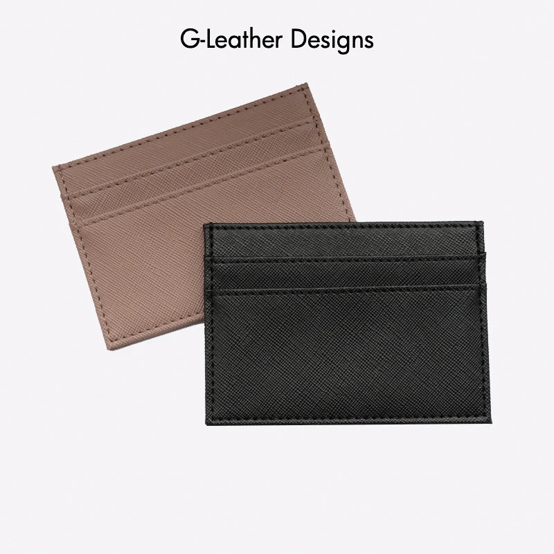 Free Custom Name Initials Vegan Leather card holder High Quality Pu Leather Credit Card Wallet ID Card Case With 5 Card slots