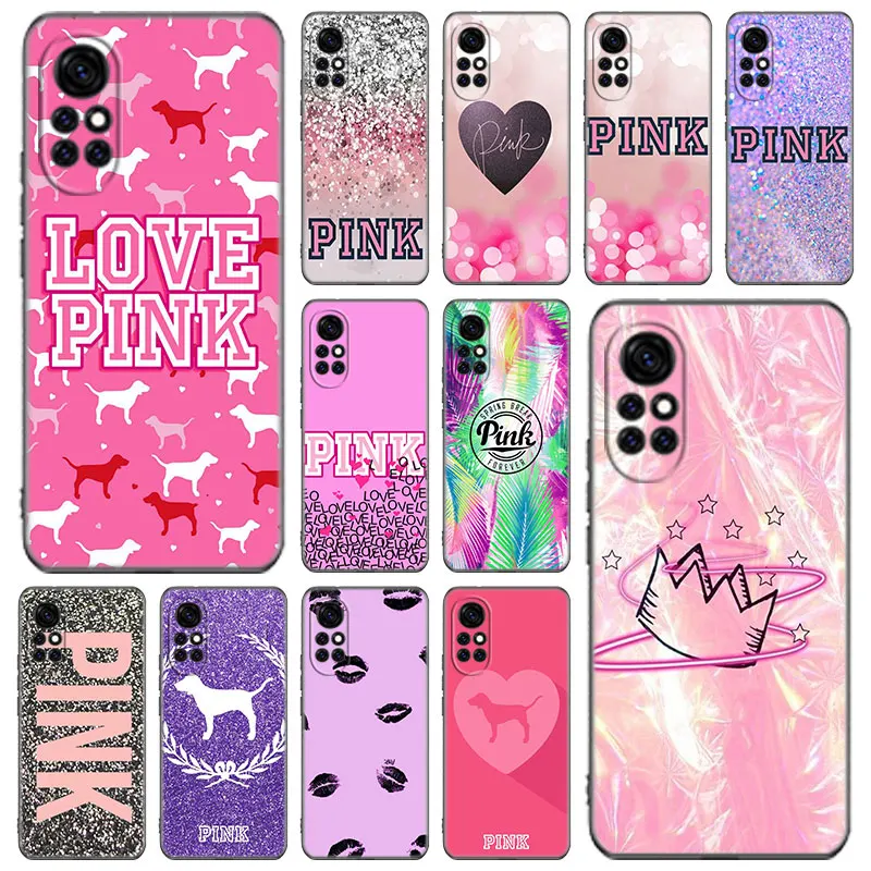 Fashion Pink Love Phone Case For Huawei Honor 60 50 SE 30S Mate 30 20 10 Lite 40 Nova 9 8 Pro Y60 8i 7i 7SE 5T Premium cover