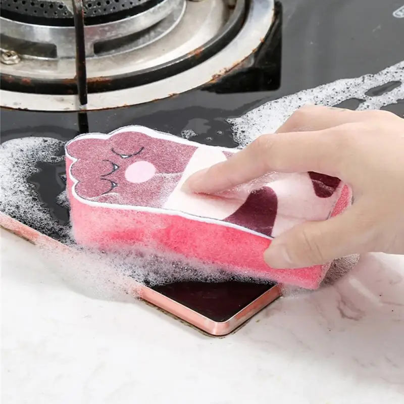 

Moe Cat Claw Spongy Magic Wash Bowl Wipe Cute Cartoon Double-sided Cleaning Sponge Wipe Wipe Wipe for Kitchen