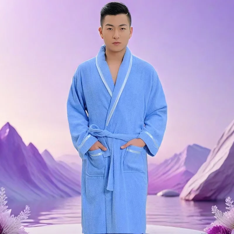 Мужской и Женский махровый халат 100% хлопок длинный банный кимоно одежда для сна