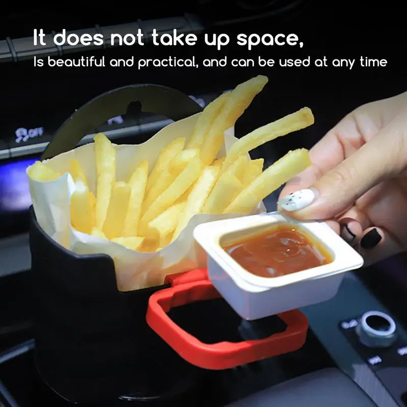 

2 in 1 Car Sauce Rack French Fries Rack Set Portable Seasoning Box Air Outlet French Fries Rack Car Interior Accessories Durable