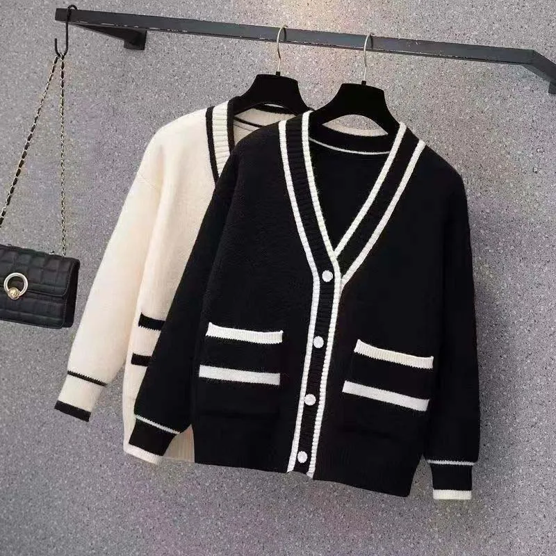 Small Fragrant Style Cardigan Sweater Unisex 2023 New Foreign Style Loose Korean Version Versatile Knit Jacket Autumn And Winter