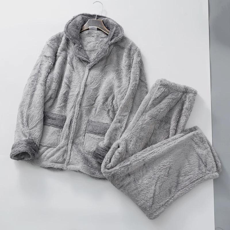 Осенне-зимние мужские костюмы из шерсти утепленные теплые пижамы модные