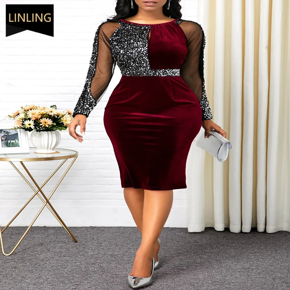 Женское Повседневное платье миди с длинным рукавом летнее вечернее элегантное