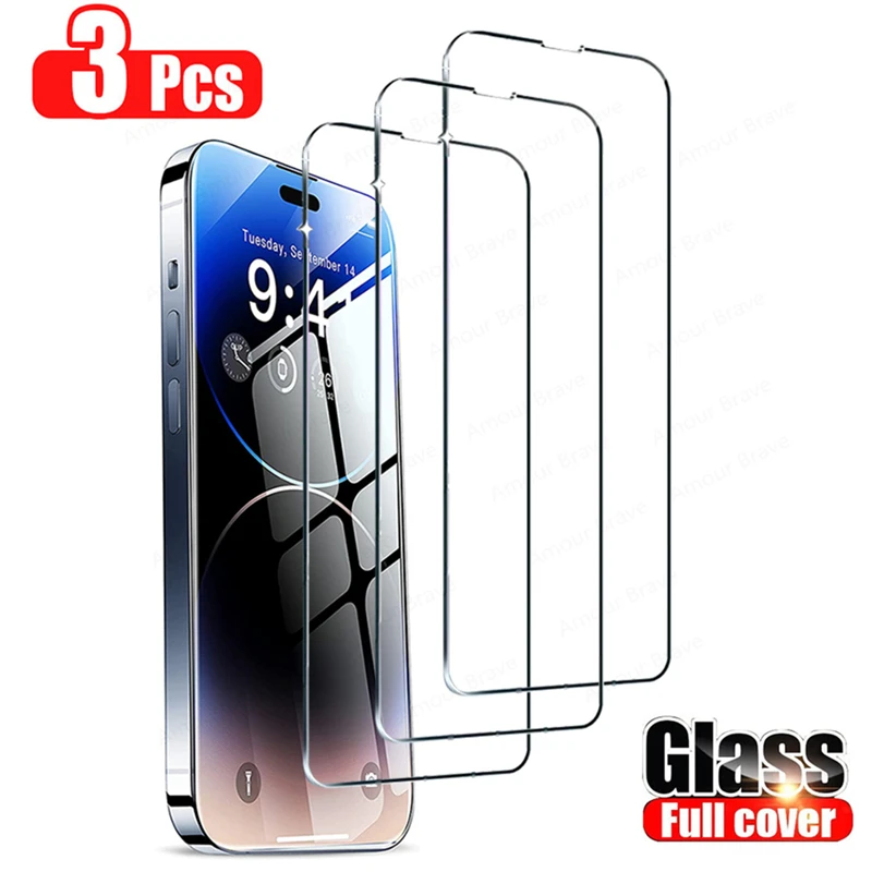 

3Pcs Tempered Glass for IPhone 11 12 13 14 Pro Max XR X XS 13 12Mini XS XR SE2020 Screen Protector for IPhone 7 8 6 14 Plus Film