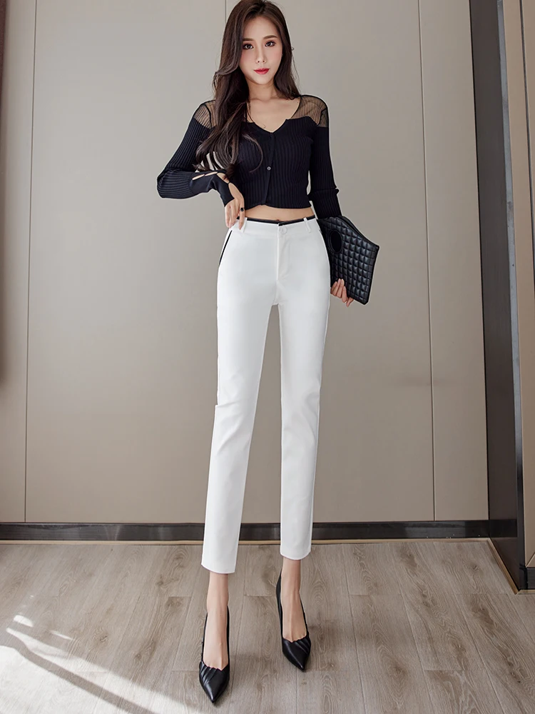 Брюки-карандаш для женщин повседневная рабочая одежда с высокой талией женские