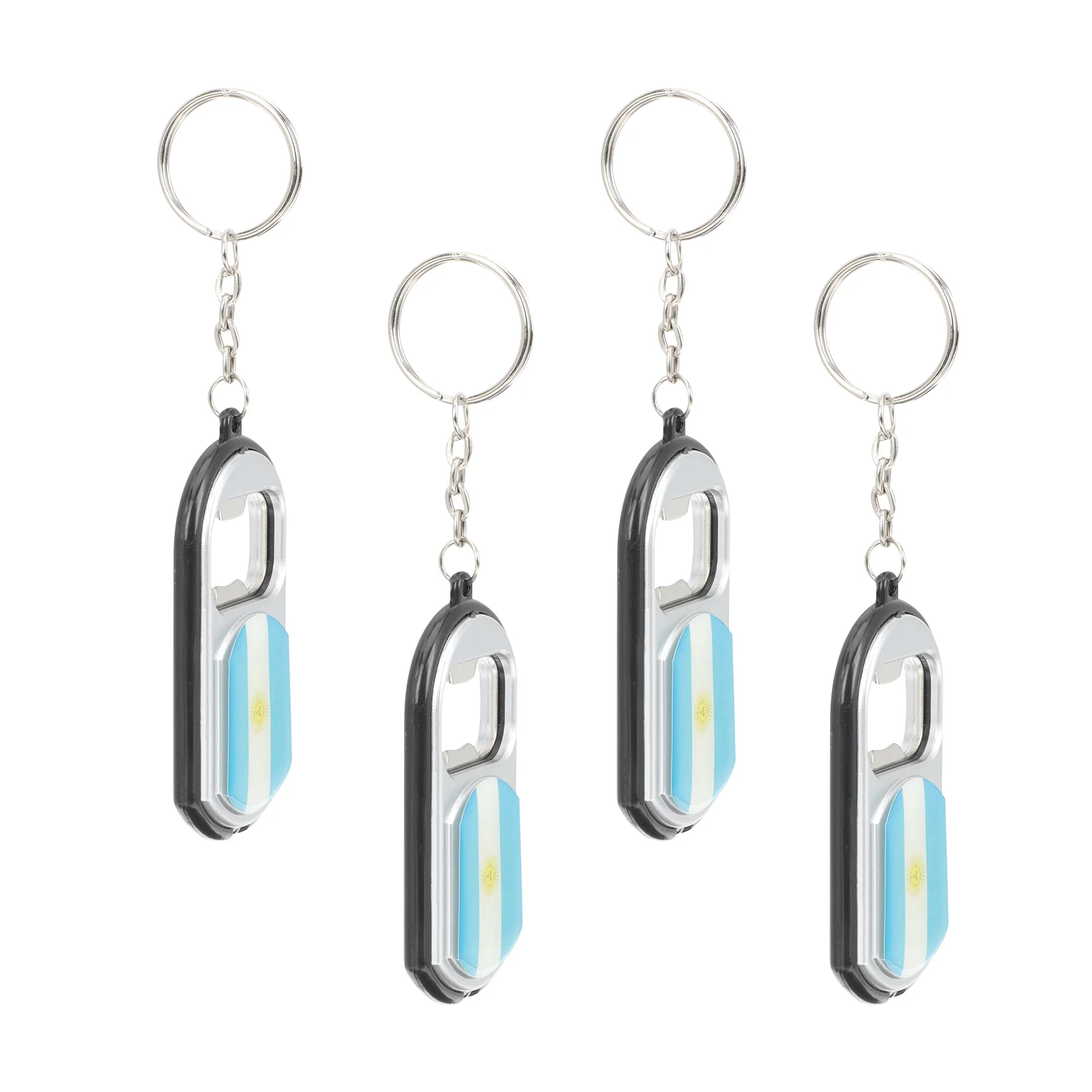

4 Pcs Small Gift Flag Bottle Opener Man Car Key Ring Hard Plastic National Pattern Keychains